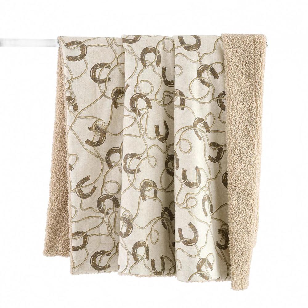 NEW TASHA POLIZZI women's pierre horseshoes throw in beige